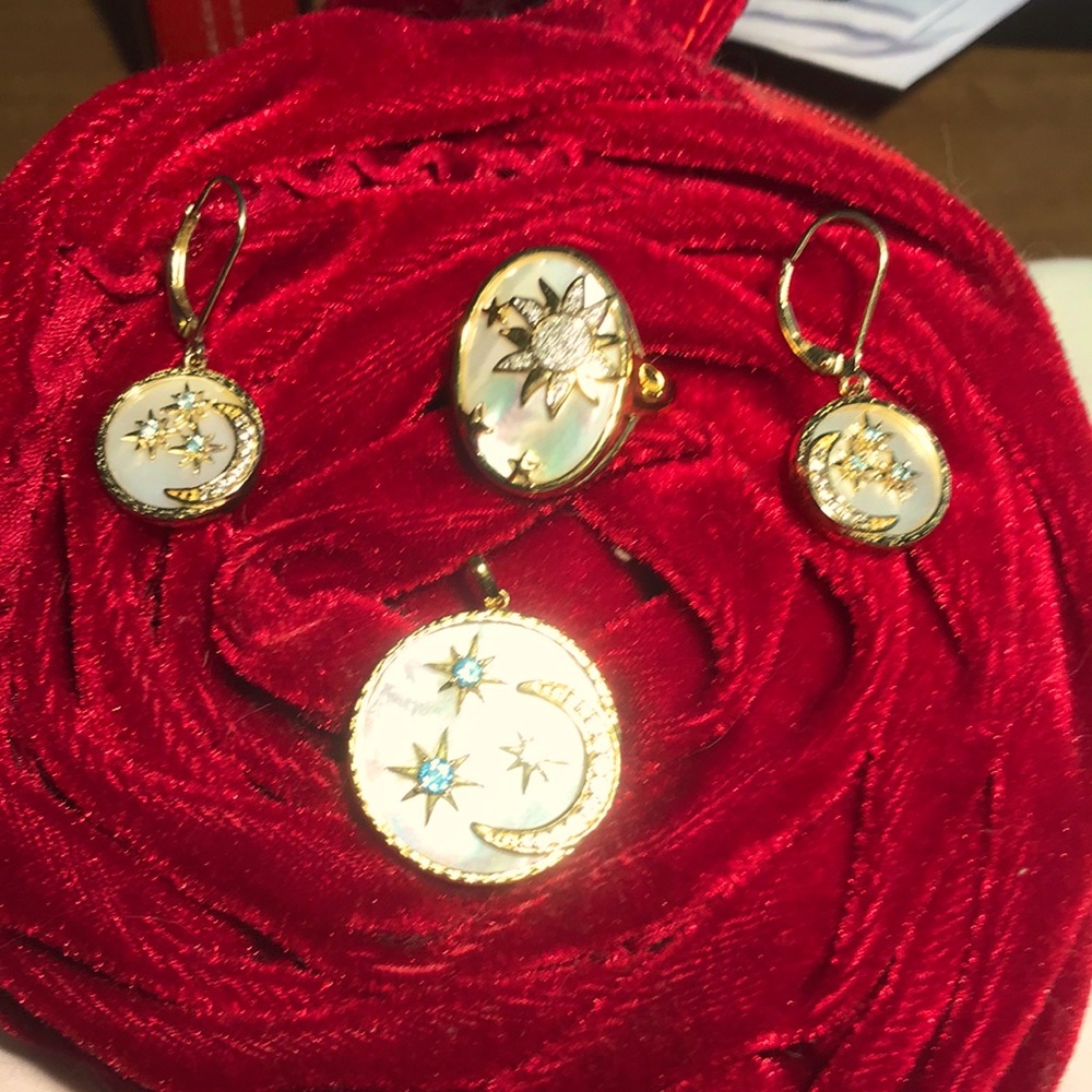 Jewelry set: ring, earrings, pendant